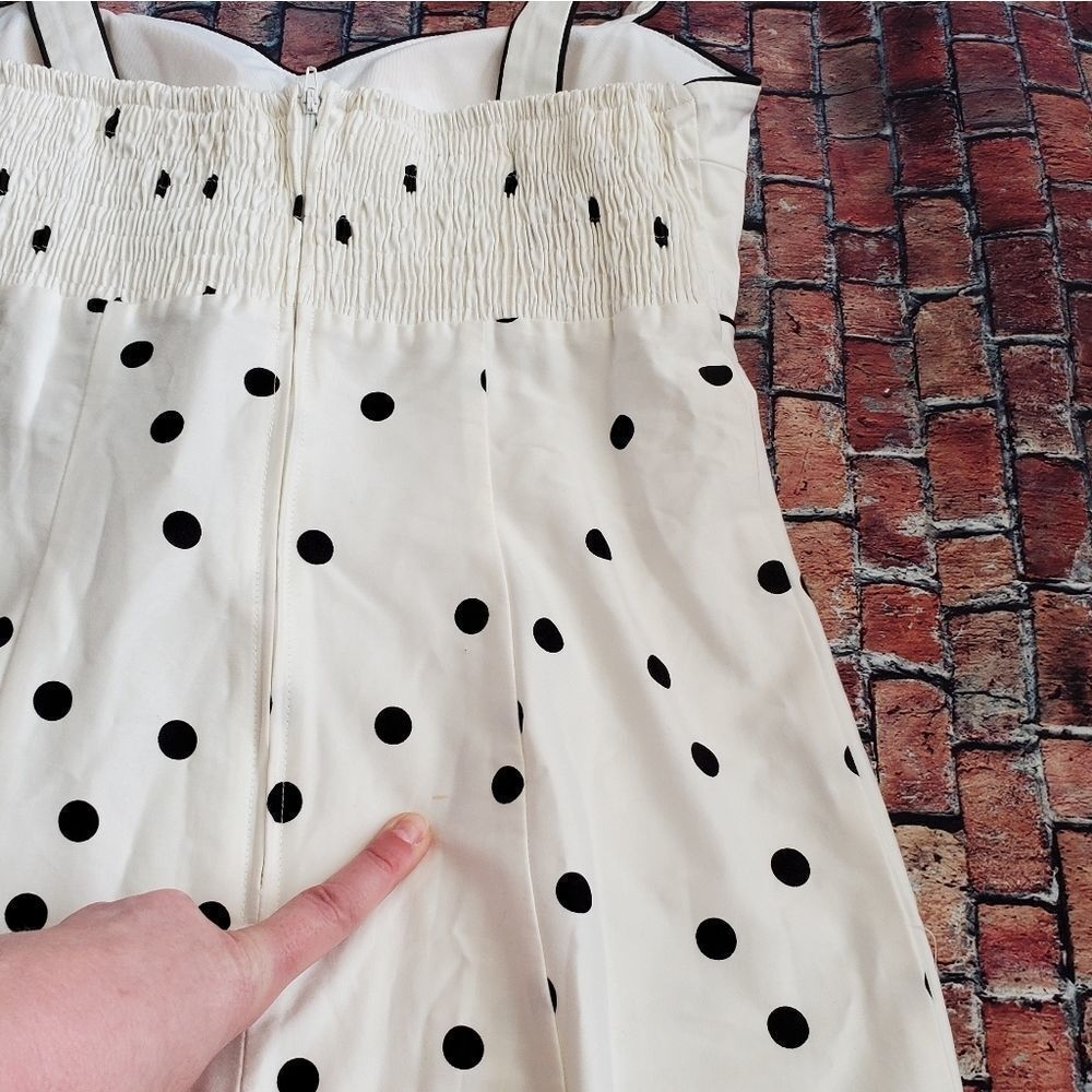 🔸️NWT Madison Leigh White Polka Dot Stretchy Sleeveless Dress Petite 10 - Picture 11 of 12